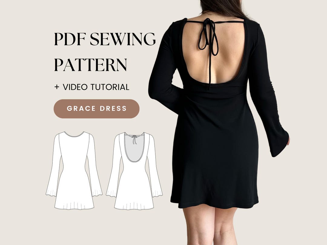Open Back Dress Sewing Pattern Summer Dress Pattern | Backless Dress ...