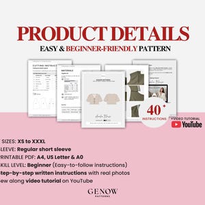 Tie Top Sewing Pattern | Short Sleeve Top Pattern | Woman Summer Crop Top Pattern | Tie Blouse Pattern | Easy Top Pattern | Sizes XS - XXXL image 12