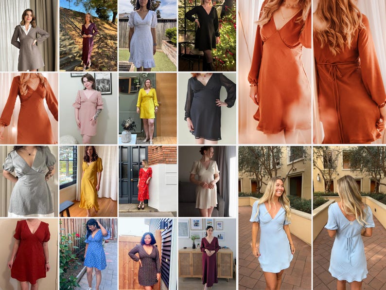 V-neck Dress Pattern | Bias Cut Dress Pattern with Sleeves | Midi & Mini Slip Dress Sewing Pattern | PDF Digital Pattern | Sizes 3XL-5XL image 8