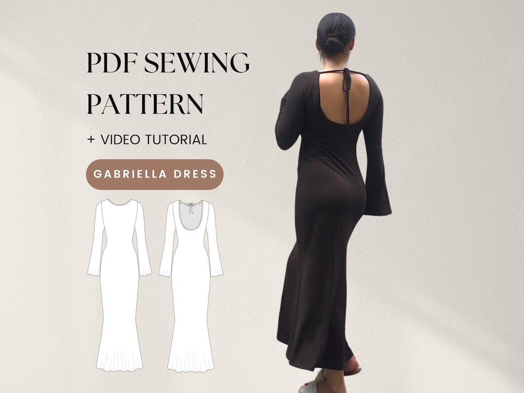 Open Back Dress Pattern Bodycon Maxi Dress Sewing Pattern Summer Dress