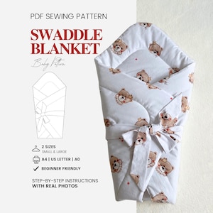 Baby Swaddle Blanket Sewing Pattern | Baby Wrap Sewing Pattern | Beginner Baby Blanket | 2 sizes | PDF Beginner Baby Shower Sewing Pattern