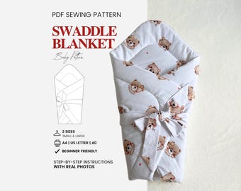 Baby Swaddle Blanket Sewing Pattern | Baby Wrap Sewing Pattern | Beginner Baby Blanket | 2 sizes | PDF Beginner Baby Shower Sewing Pattern