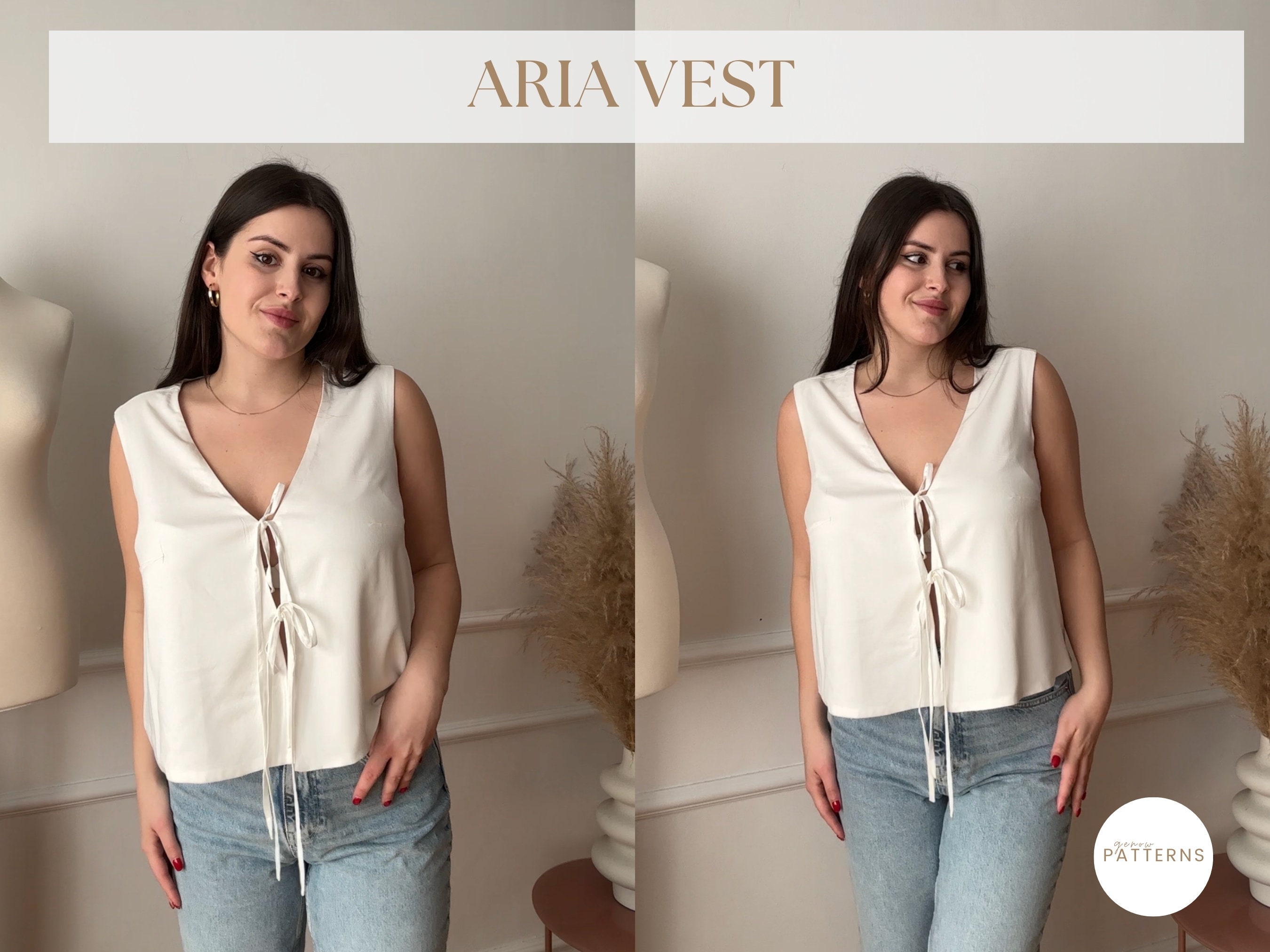 Front Tie Vest Sewing Pattern | Summer Top | Digital Pattern | Top