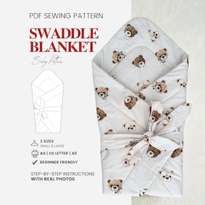 Swaddle Blanket Sewing Pattern | Baby Swaddle Wrap Pattern | Baby Blanket for Beginners | 2 sizes | PDF Sewing Pattern | A4, US Letter, A0