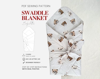 Swaddle Blanket Sewing Pattern | Baby Swaddle Wrap Pattern | Baby Blanket for Beginners | 2 sizes | PDF Sewing Pattern | A4, US Letter, A0