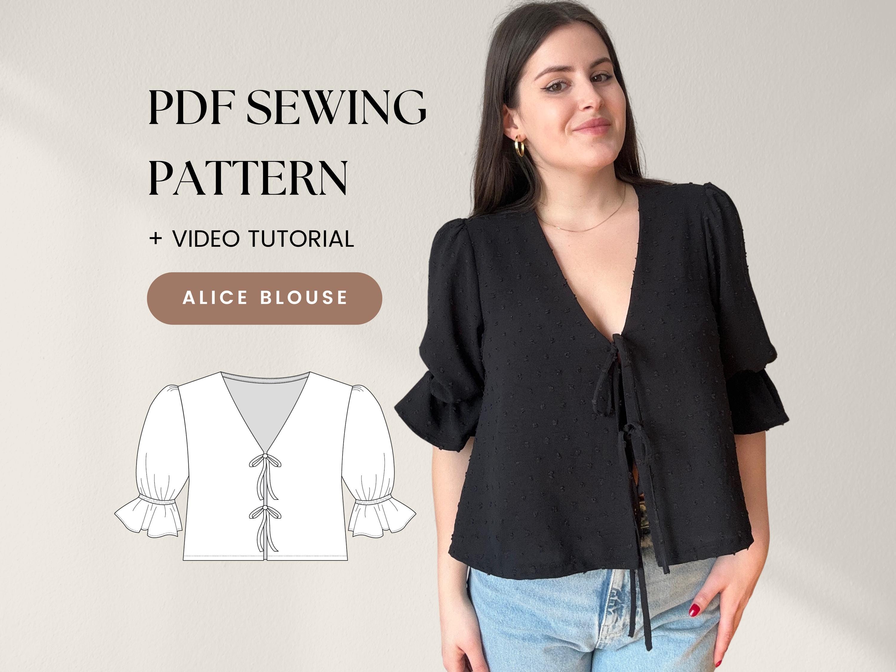トップス PAMEO POSE Back To Front Tie Blouse Sewing Pattern: Tie-front Blouse | Puff & Ruffle Sleeves