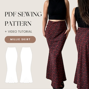 Maxi Skirt Pattern | Bias Cut Skirt Sewing Pattern | Satin Silk Long Skirt | Sewing Pattern for Woman Beginner PDF Digital Pattern | XS-XXXL