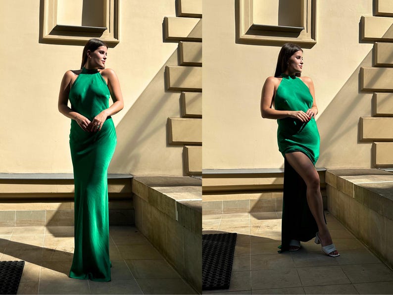 Patrón de vestido halter | Patrón de vestido de fiesta | Patrón de vestido maxi | Patrón de vestido formal de satén | Vestido sin espalda | Vestido con espalda descubierta | Tallas XS-XXXL imagen 11