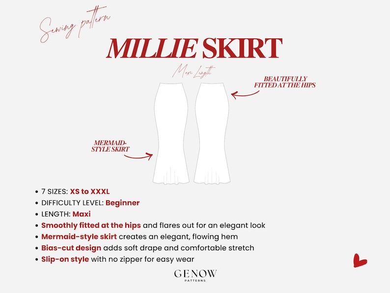 Maxi Skirt Pattern | Long Skirt Sewing Pattern | Satin Silk Long Skirt | Womens Sewing Pattern | Beginner Digital Pattern | Sizes XS-XXXL image 9