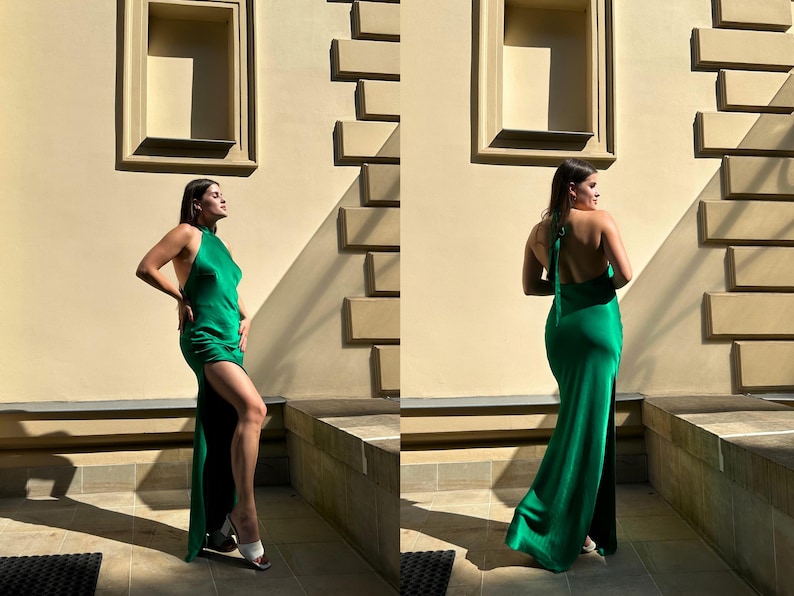 Patrón de vestido halter | Patrón de vestido de fiesta | Patrón de vestido maxi | Patrón de vestido formal de satén | Vestido sin espalda | Vestido con espalda descubierta | Tallas XS-XXXL imagen 10
