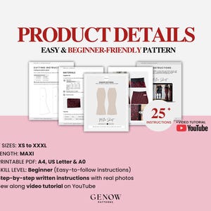 Maxi Skirt Pattern | Long Skirt Sewing Pattern | Satin Silk Long Skirt | Womens Sewing Pattern | Beginner Digital Pattern | Sizes XS-XXXL image 15