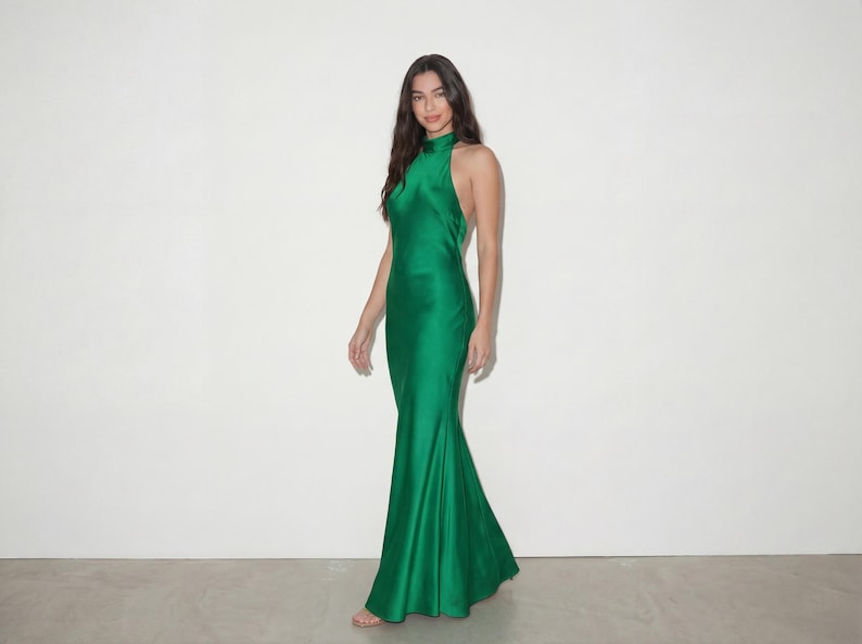 Patrón de vestido halter | Patrón de vestido de fiesta | Patrón de vestido maxi | Patrón de vestido formal de satén | Vestido sin espalda | Vestido con espalda descubierta | Tallas XS-XXXL imagen 8