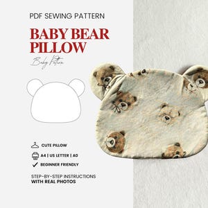 Patroon voor babykussen | Naaipatroon voor berenkussen | Naaipatronen voor kinderen | Babyaccessoires | Direct downloaden | Patronen voor babyshower