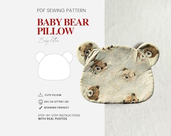 Patrón de almohada para bebé | Patrón de costura de almohada de oso | Patrones de costura para niños | Accesorios para bebé | Descarga instantánea | Patrones para baby shower