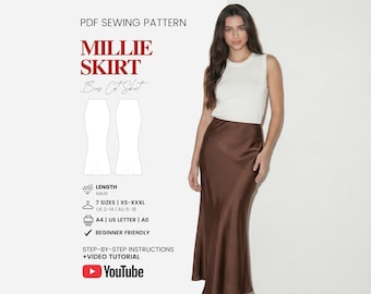 Maxi Skirt Pattern | Long Skirt Sewing Pattern | Satin Silk Long Skirt | Womens Sewing Pattern | Beginner Digital Pattern | Sizes XS-XXXL
