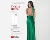 Halter Dress Pattern | Prom Dress Pattern Maxi Dress Pattern Formal Gown Satin Dress Pattern Backless Dress Open Back Dress | Sizes XS-XXXL
