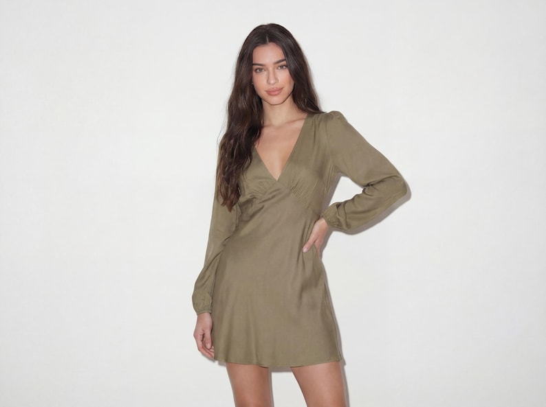 V-neck Dress Pattern | Bias Cut Dress Pattern with Sleeves | Midi & Mini Slip Dress Sewing Pattern | PDF Digital Pattern | Sizes 3XL-5XL image 3