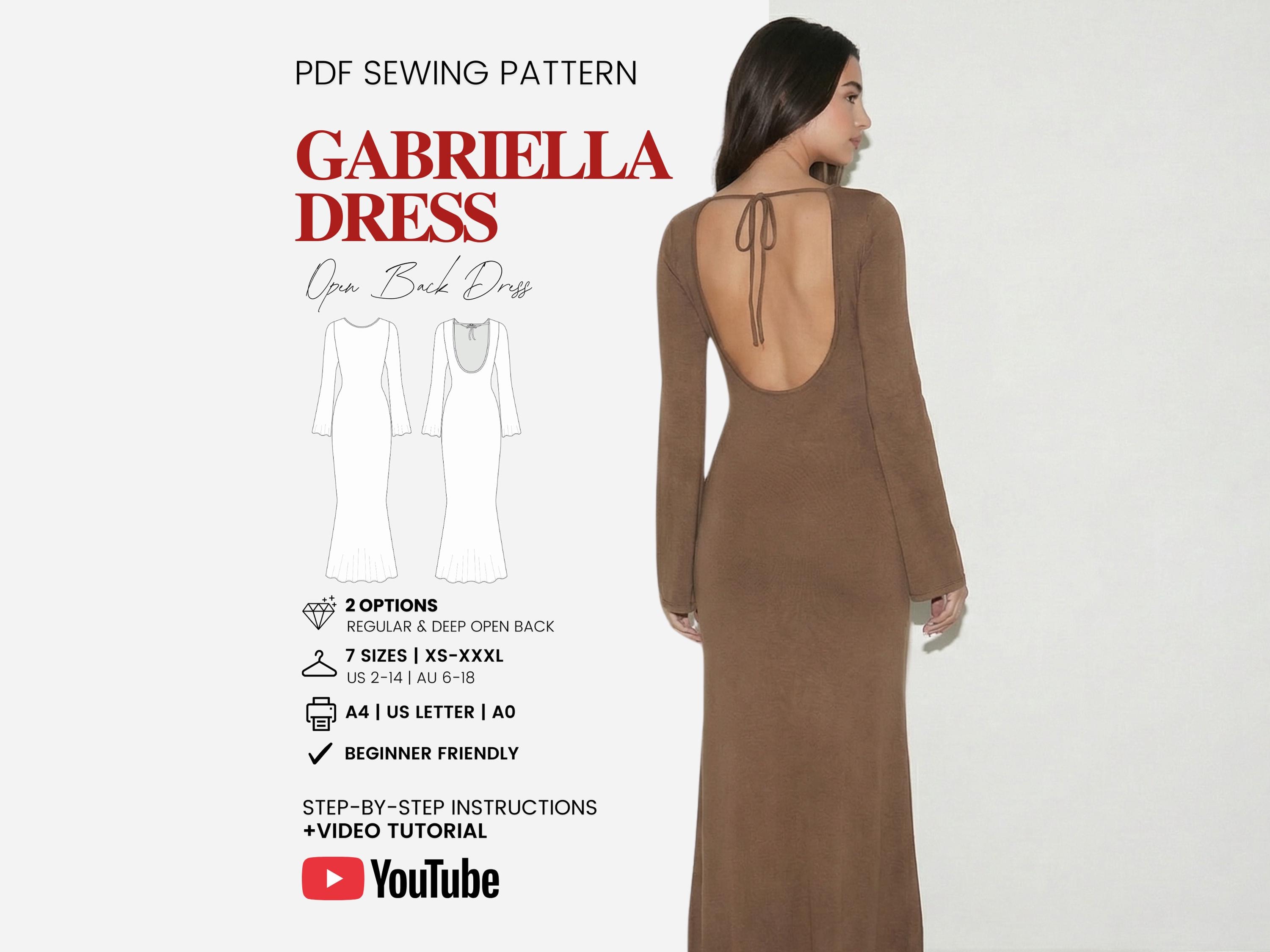 Long Sleeves Backless Dress Pattern