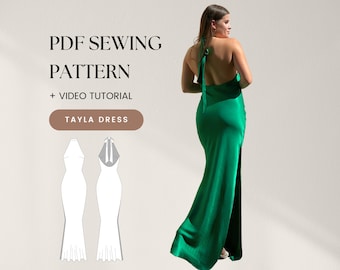 Halter Dress Pattern Prom Dress Pattern Maxi Dress Pattern Formal Dress Pattern Gown Satin Dress Pattern Backless Dress Open Back Dress
