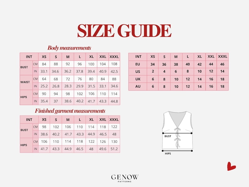 Naaipatroon voor een vest met strik aan de voorkant | Patroon voor een zomertop met strik voor dames | Patroon voor een vest met strik aan de voorkant | Eenvoudig naaipatroon voor beginners | Maten XS - XXXL afbeelding 9