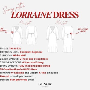 V-neck Dress Pattern | Bias Cut Dress Pattern with Sleeves | Midi & Mini Slip Dress Sewing Pattern | PDF Digital Pattern | Sizes 3XL-5XL image 9
