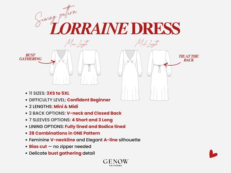 V-neck Dress Pattern | Bias Cut Dress Pattern with Sleeves | Midi & Mini Slip Dress Sewing Pattern | PDF Digital Pattern | Sizes 3XL-5XL image 9