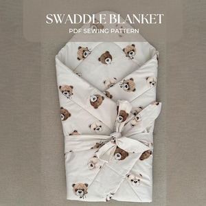 Padrão de costura para cobertor Swaddle | Padrão de manta para bebê | Cobertor de bebê para iniciantes | 2 tamanhos | Padrão de costura em PDF | A4, Carta EUA, A0