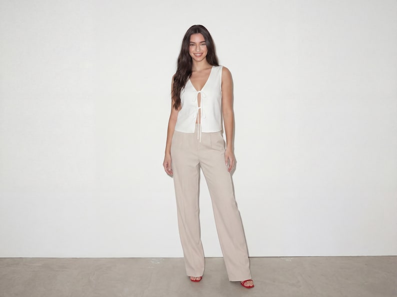 Naaipatroon voor een vest met strik aan de voorkant | Patroon voor een zomertop met strik voor dames | Patroon voor een vest met strik aan de voorkant | Eenvoudig naaipatroon voor beginners | Maten XS - XXXL afbeelding 2