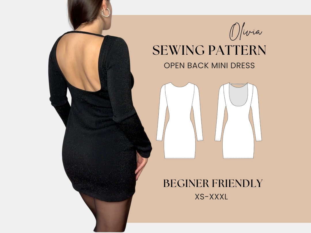 Open Back Dress Pattern Bodycon Mini Dress Sewing Pattern Summer Dress