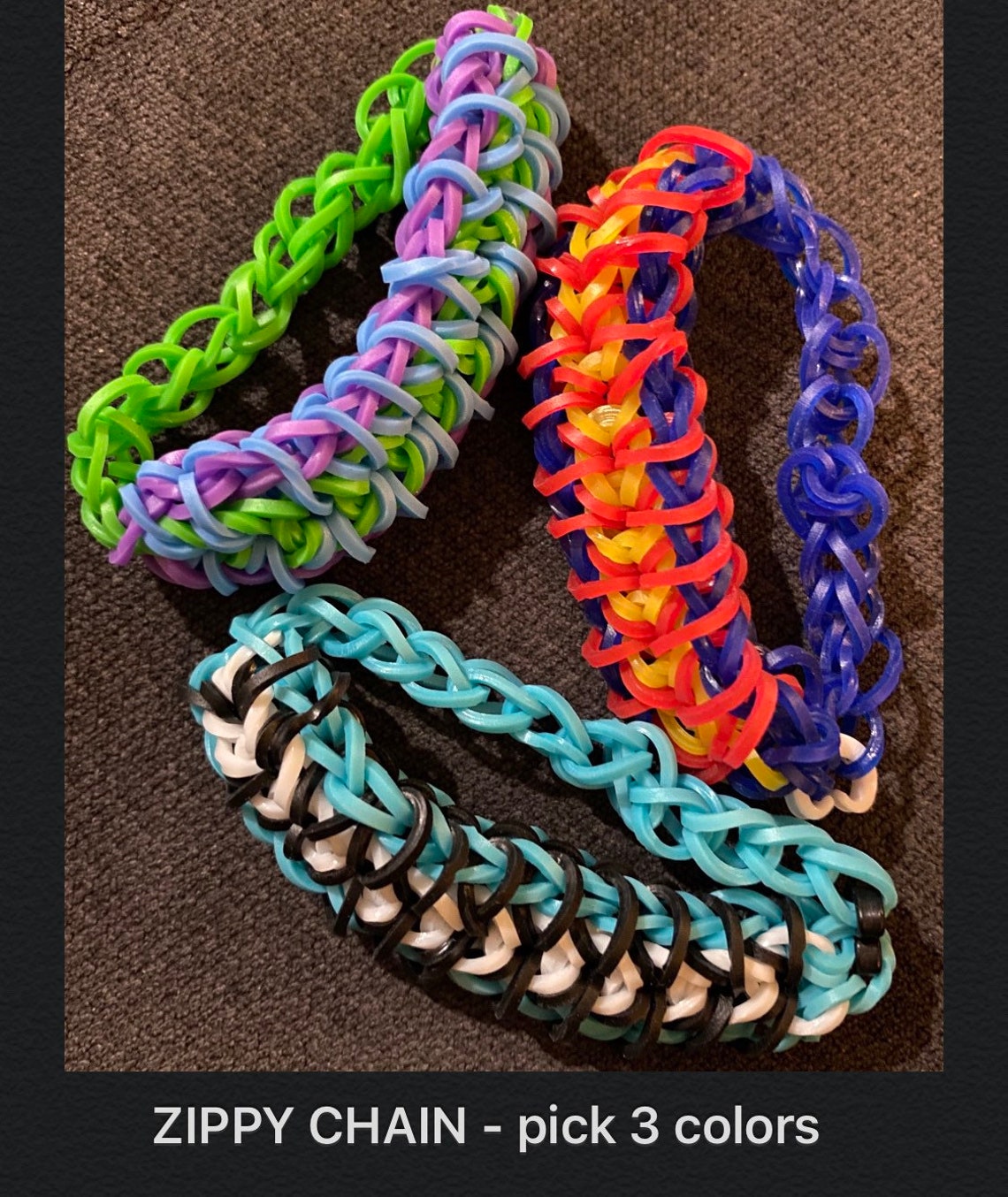 Custom Rubber Band Bracelet / Flag / Starburst / Zippy Chain / Triple Single / Liberty Twist