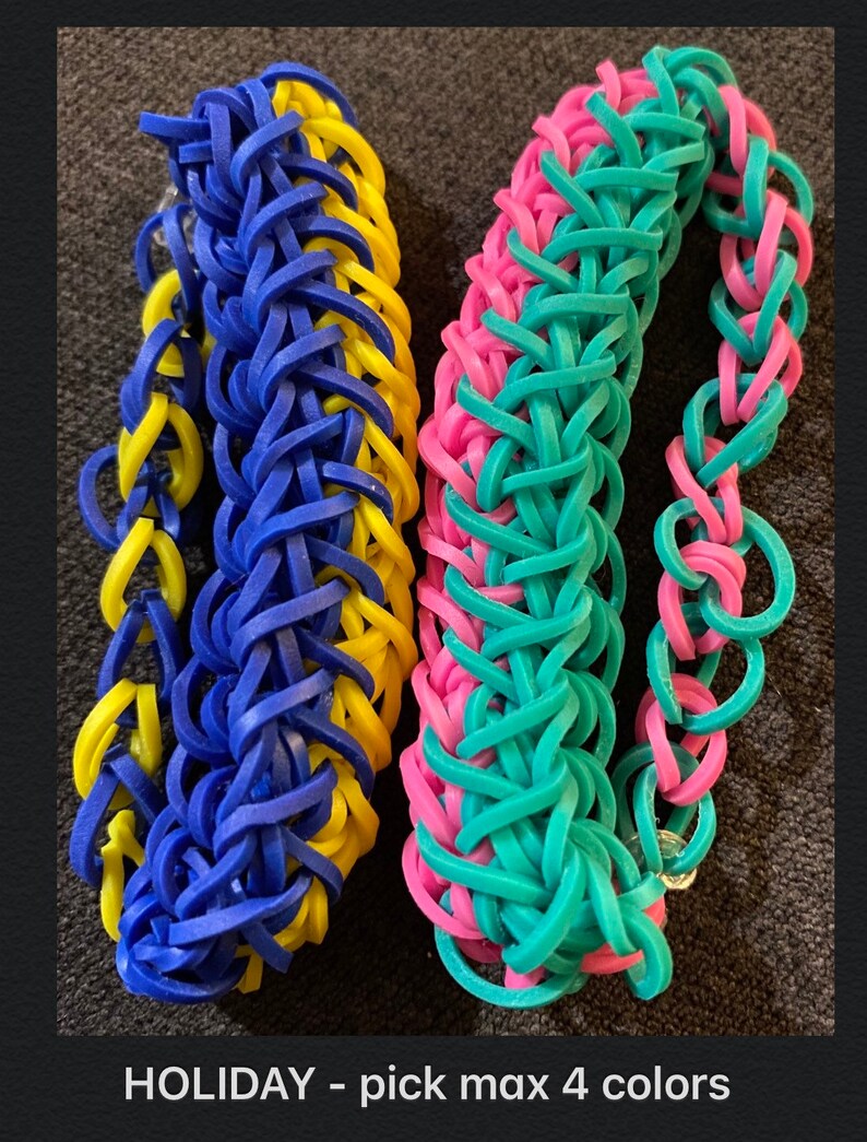 Custom Rubber Band Bracelet / Flag / Starburst / Zippy Chain / Triple Single / Liberty Twist