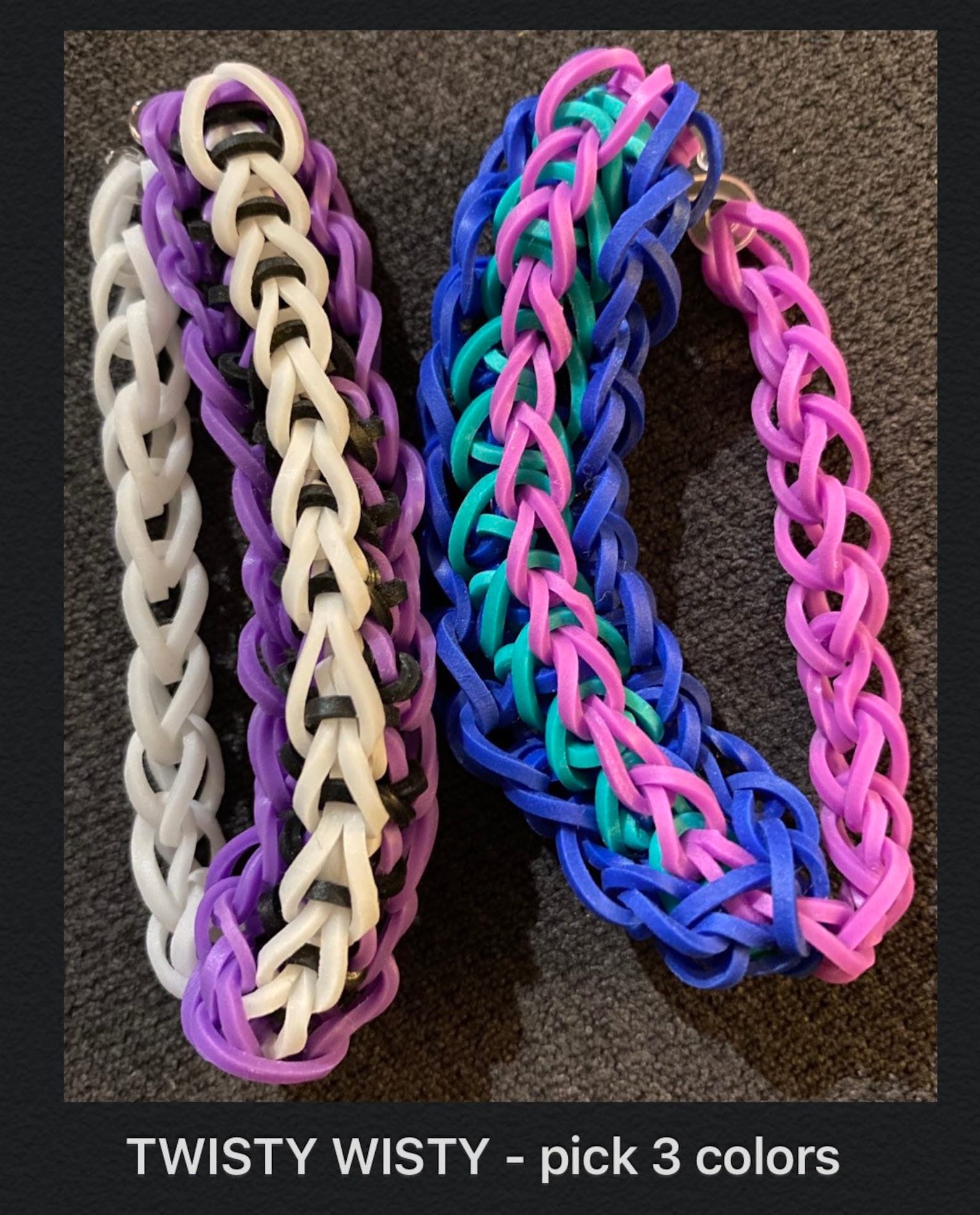 Custom Rubber Band Bracelet / Flag / Starburst / Zippy Chain / Triple