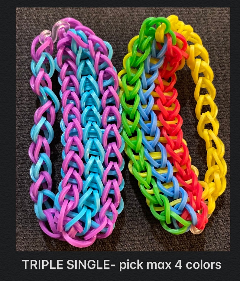 Custom Rubber Band Bracelet / Flag / Starburst / Zippy Chain / Triple