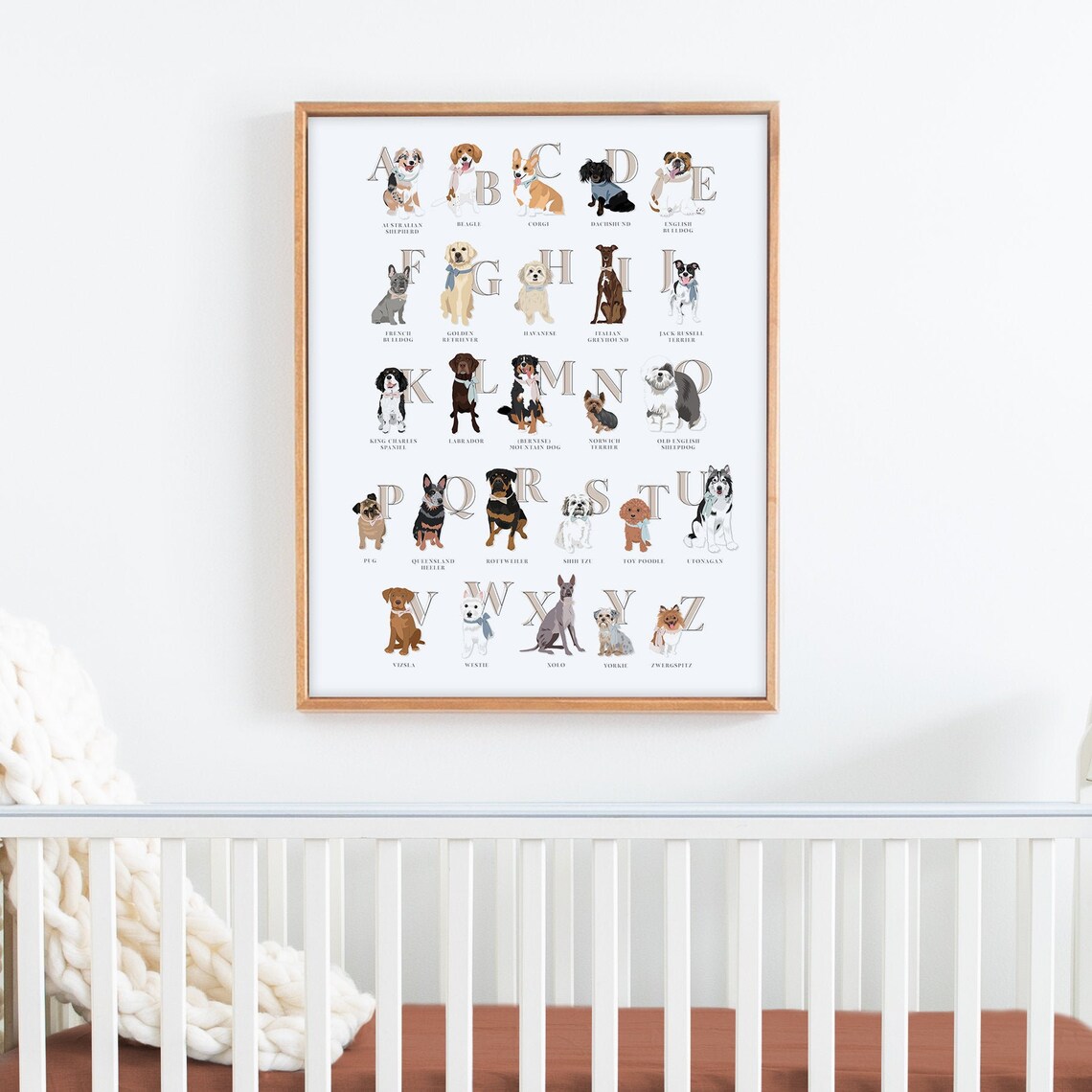 Dog Nursery Print Art Set Alphabet Print Set Digital Etsy
