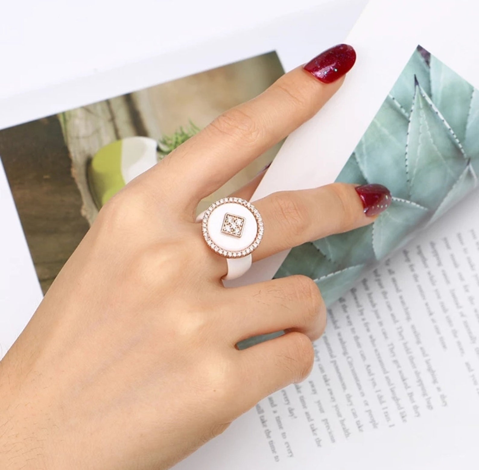 Ceramic rings / Stainless steel rings for women / Classic ring Etsy