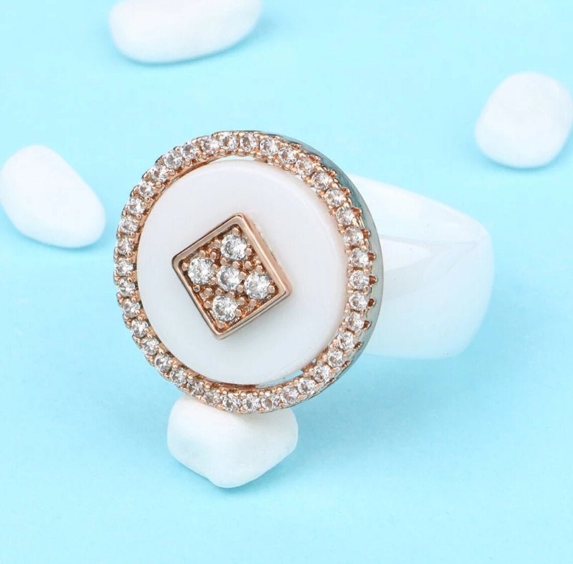 Ceramic rings / Stainless steel rings for women / Classic ring Etsy