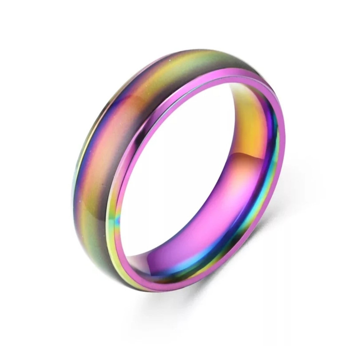 Changing color rings / 5 Colors Stainless steel rings / Mood Etsy