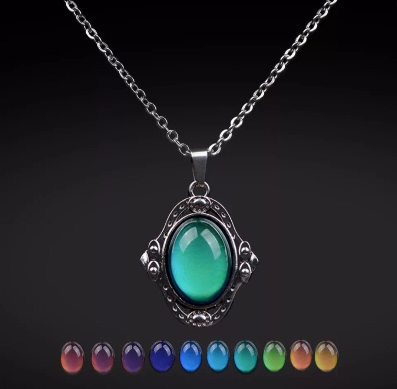 Mood necklace / Change color pendant necklace / Temperature | Etsy