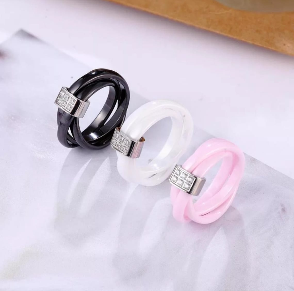 Ceramic Rings / Stainless steel rings for women / Multi color Etsy