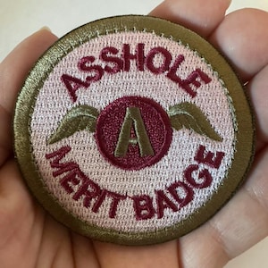 Asshole Merit Badge Hook And Loop Patch Funny Morale