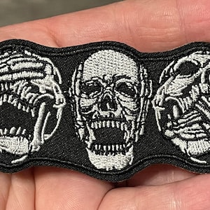 Evil Skull Patch Skeleton Hand Finger Biker Rider Hippie Punk Rock Heavy Metal Patch Sew Iron on Embroidered Sign Badge