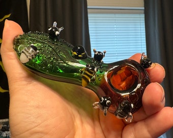 Pipe Glass Pipe Honey Comb Bumble Bee Girly Pipe Green