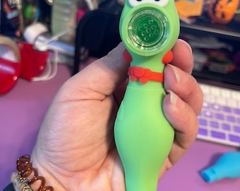 Pipe Silicone Pipe Bowl Glass Insert Pipe Rubber Green Chicken