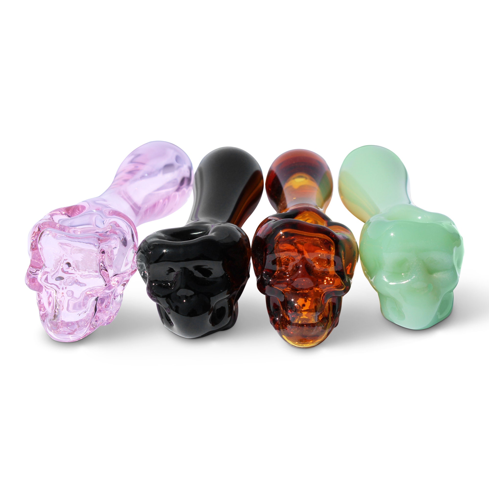 5.3 Mid Color Skull Head Clear Glass Oil Burner Pipe-USA-28
