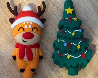 Pipe Silicone CHRISTMAS Pipe Bowl Glass Insert Pipe Cute Pipe Reindeer - Christmas Tree