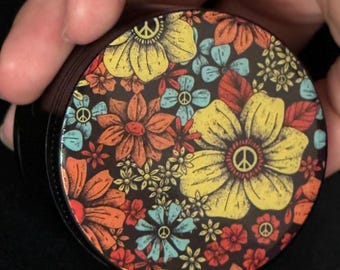 Kvarn Söt Hippie Retro Blommor Fred Ört Kryddkvarn 4-lagers Kvarn