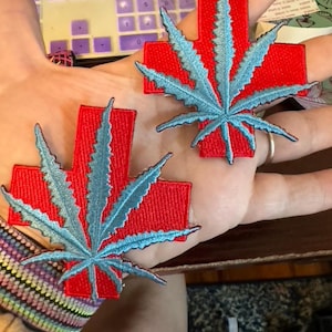 Patch Pot Cannabis Stoner Rasta Pot Leaf Iron On Patch Lot of 2