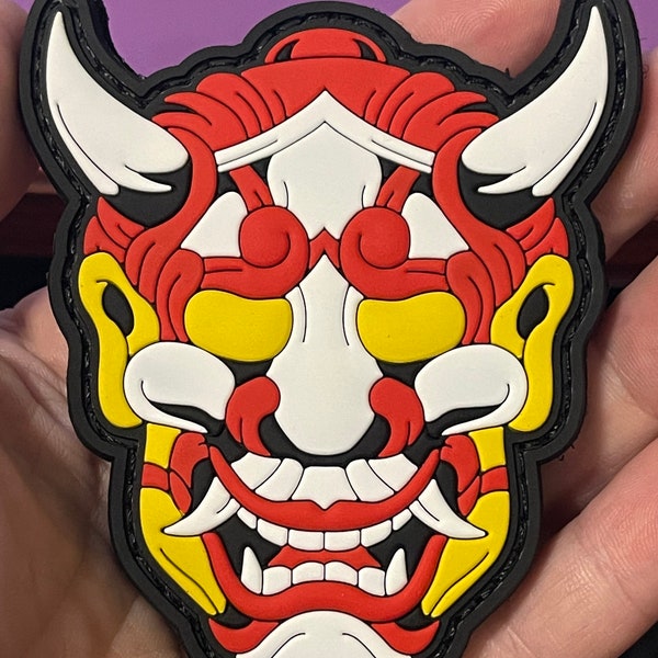 Hannya Mask Monster Mask Hook and Loop PVC Patch