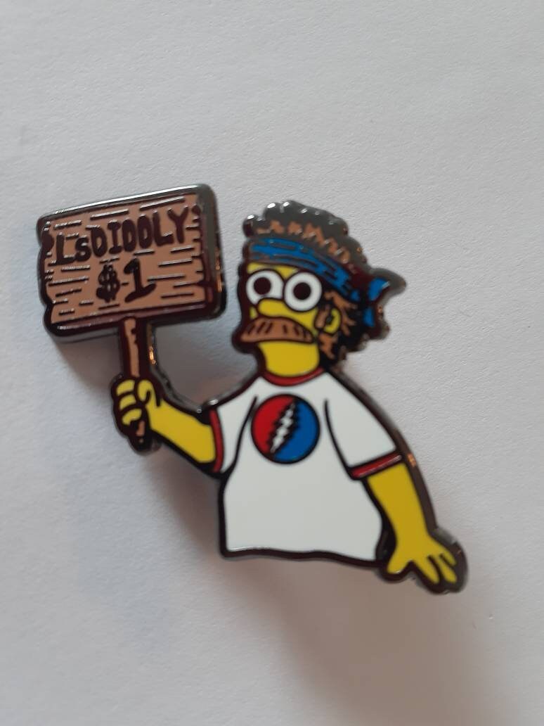 Grateful Ned LSDiddly Trippy Steal Your Face Simpson's Pin