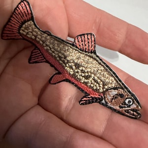 Brook Trout Fish Iron On Patch – Fly Fishing Patch for Jackets, Hats, Vests & Backpacks – Angler Gift Embroidered Applique